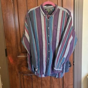 Vintage Polo Ralph Lauren Knights Of Round Table Shirt Mens Large Stripe Button